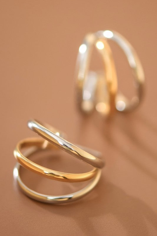 2 Tone Cage Hoop Earring