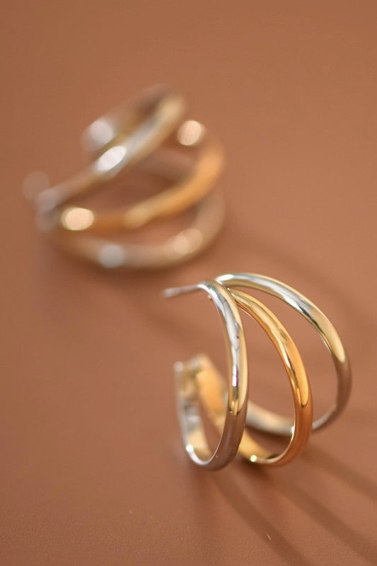 2 Tone Cage Hoop Earring