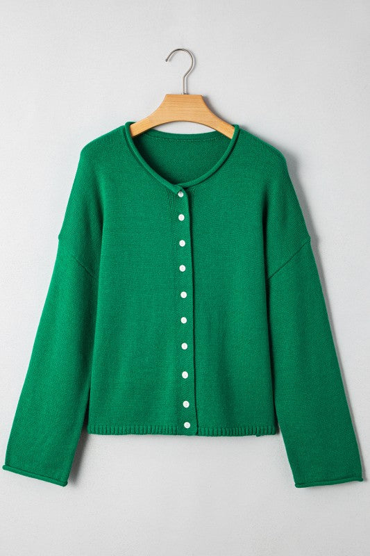 Drop Shoulder Knit Cardigan