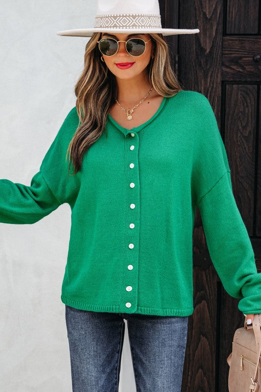 Drop Shoulder Knit Cardigan
