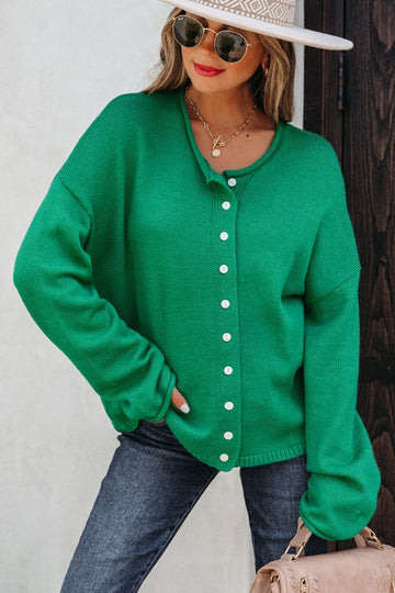 Drop Shoulder Knit Cardigan