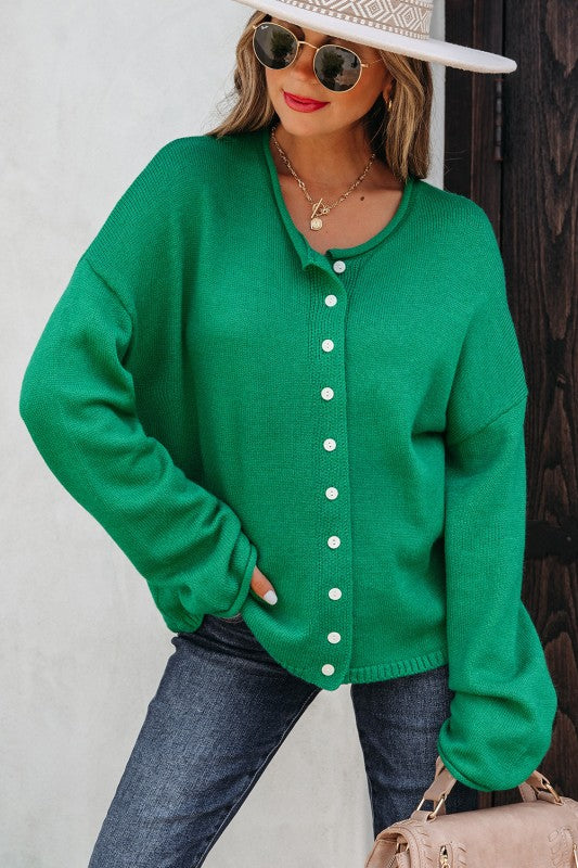 Drop Shoulder Knit Cardigan