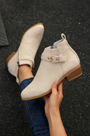 Faux Suede Strap Buckle Bootie
