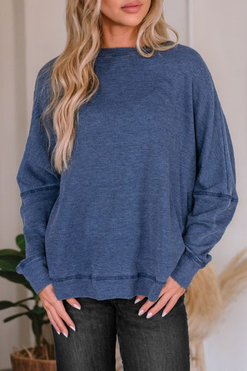 Waffle Knit Oversized Pullover - 2