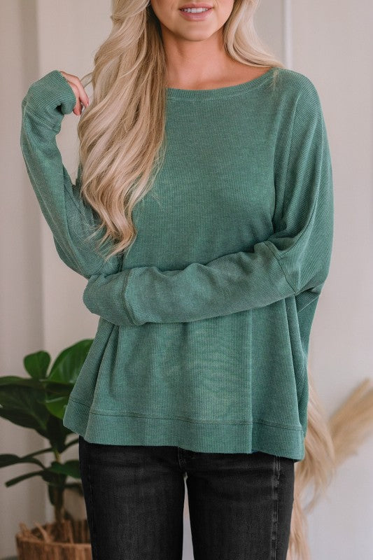 Waffle Knit Oversized Pullover - 2