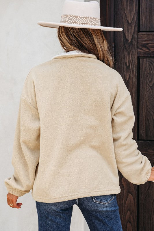 Fleece Parchment Color Block Pullover