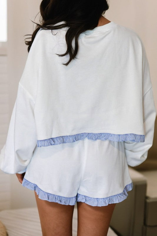 Stripe Ruffle Shorts Set - 2