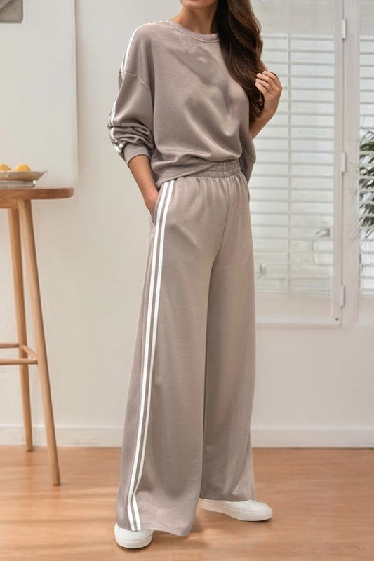 Knit Crop Pullover Wide Leg Pant Set