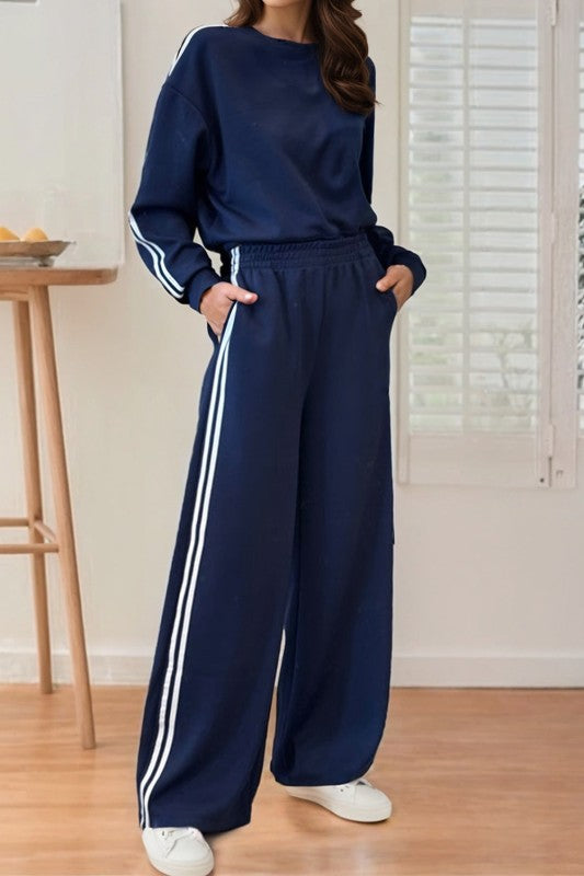 Knit Crop Pullover Wide Leg Pant Set