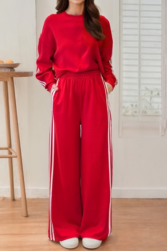Knit Crop Pullover Wide Leg Pant Set