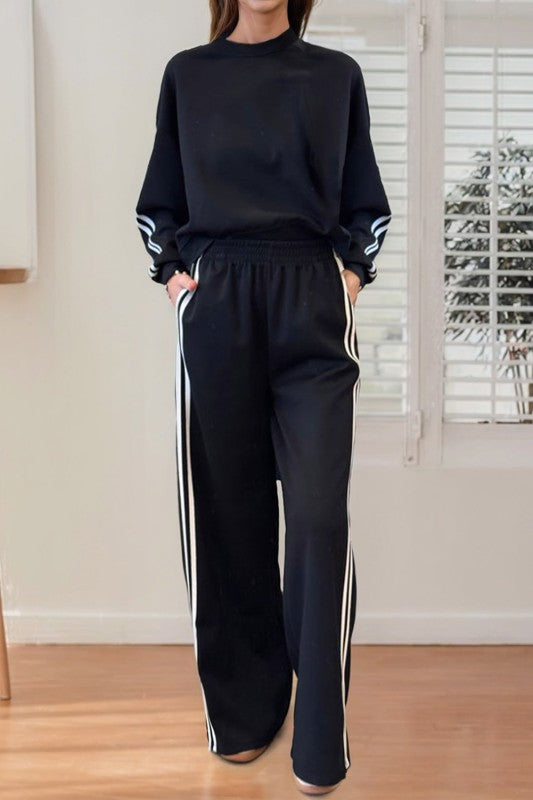Knit Crop Pullover Wide Leg Pant Set