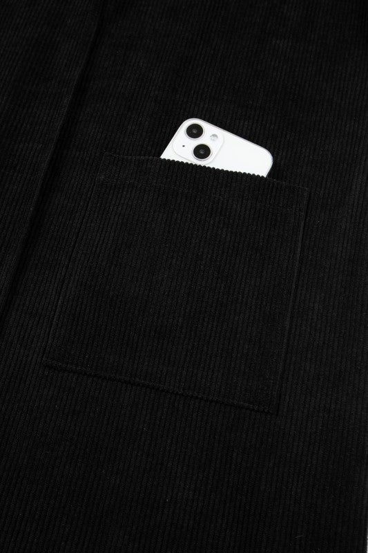 Sleeveless Corduroy Pocket Dress - 2