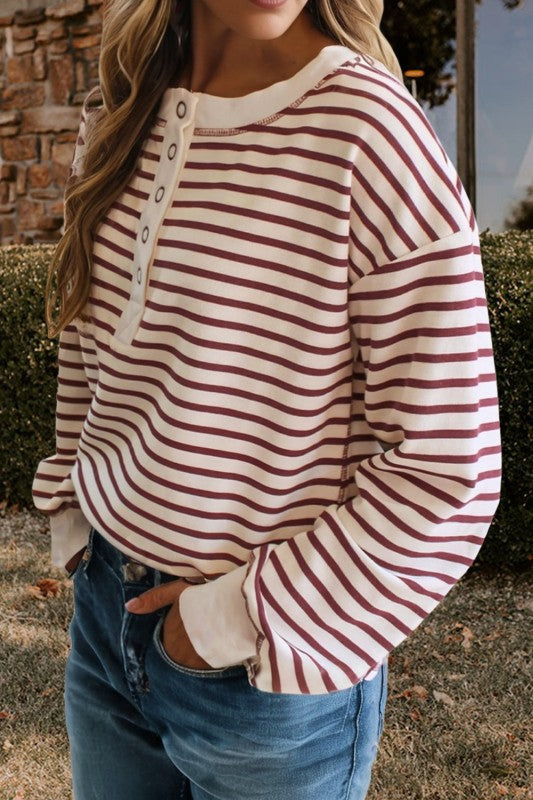 Snap Stripe Henley
