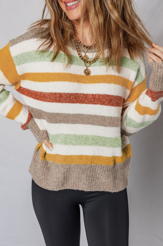 Autumn Stripe Crew Neck Pullover