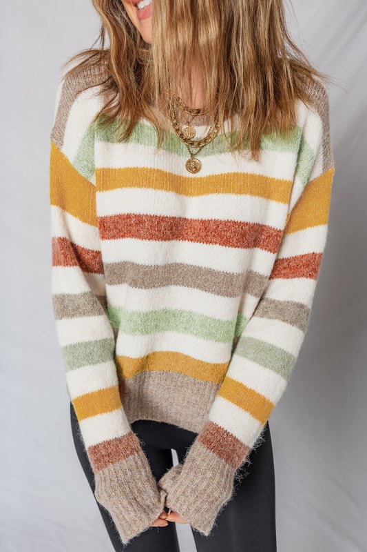Autumn Stripe Crew Neck Pullover