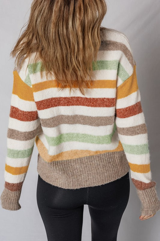 Autumn Stripe Crew Neck Pullover
