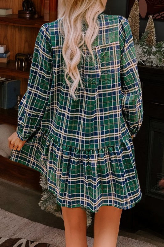 Plaid Frill Mini Dress