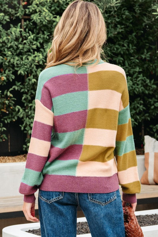 Striped Color Block Colorful Sweater