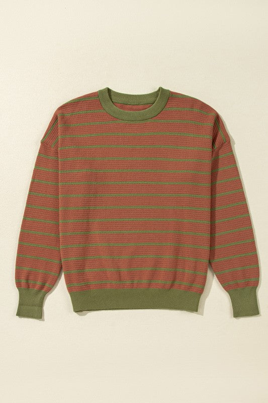 Striped Trim Pullover Sweater