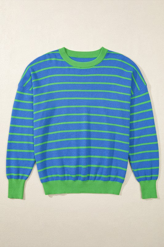 Striped Trim Pullover Sweater
