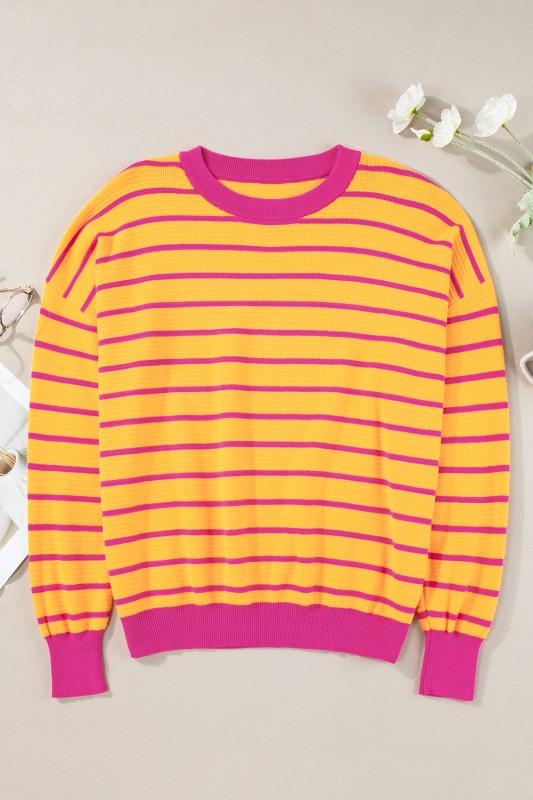 Striped Trim Pullover Sweater