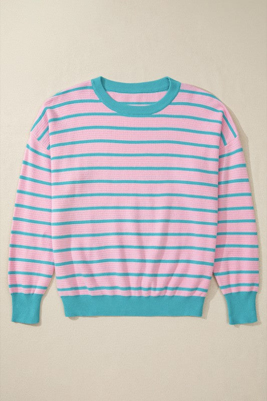 Striped Trim Pullover Sweater