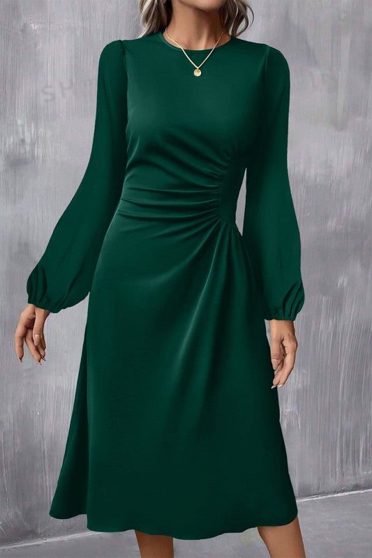 Lantern Sleeve Midi Dress