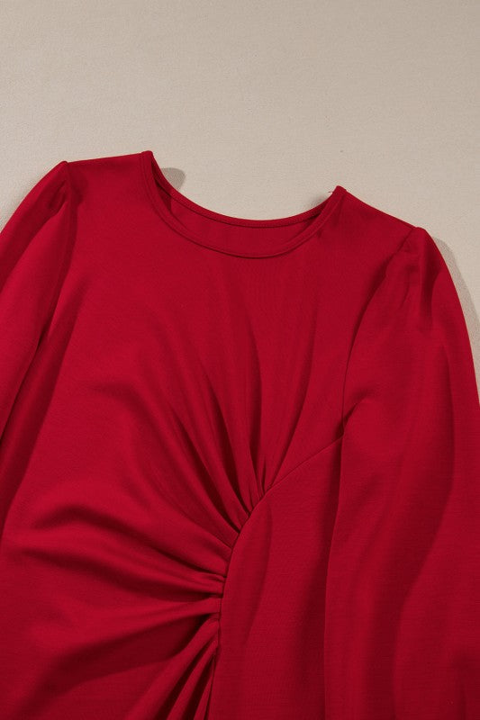 Lantern Sleeve Midi Dress - 2