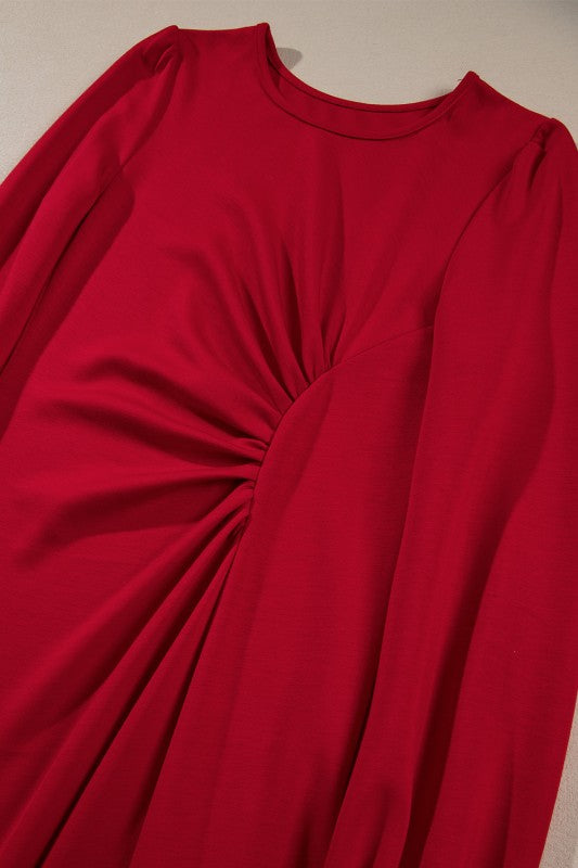 Lantern Sleeve Midi Dress - 2