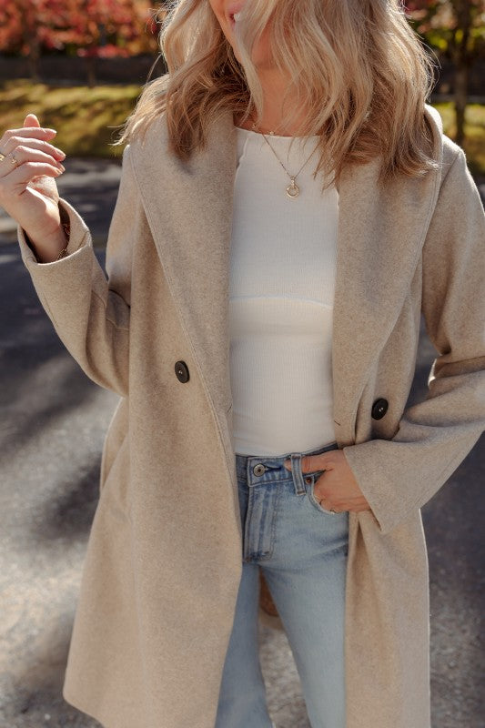 Khaki Double Breasted Overcoat
