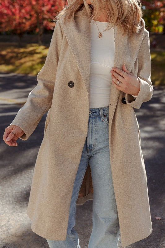 Khaki Double Breasted Overcoat
