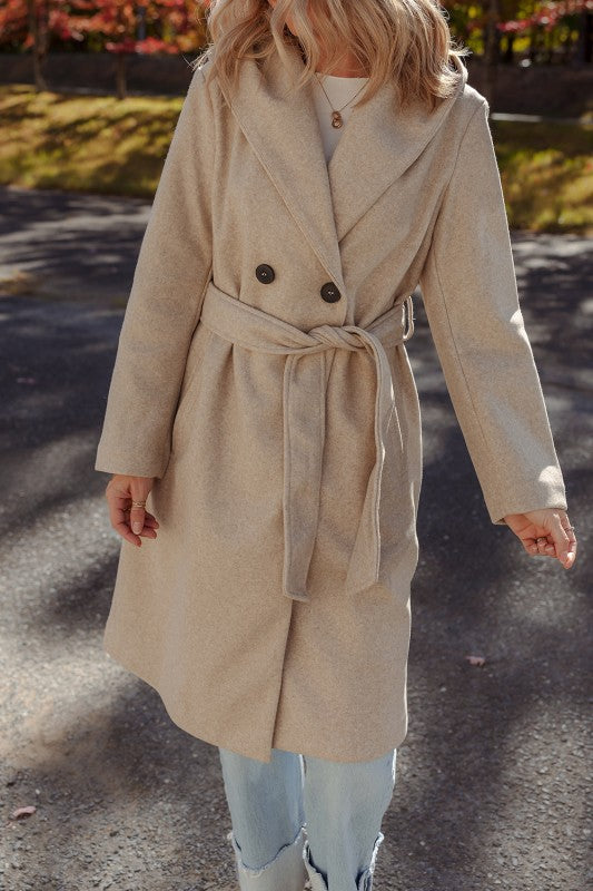 Khaki Double Breasted Overcoat