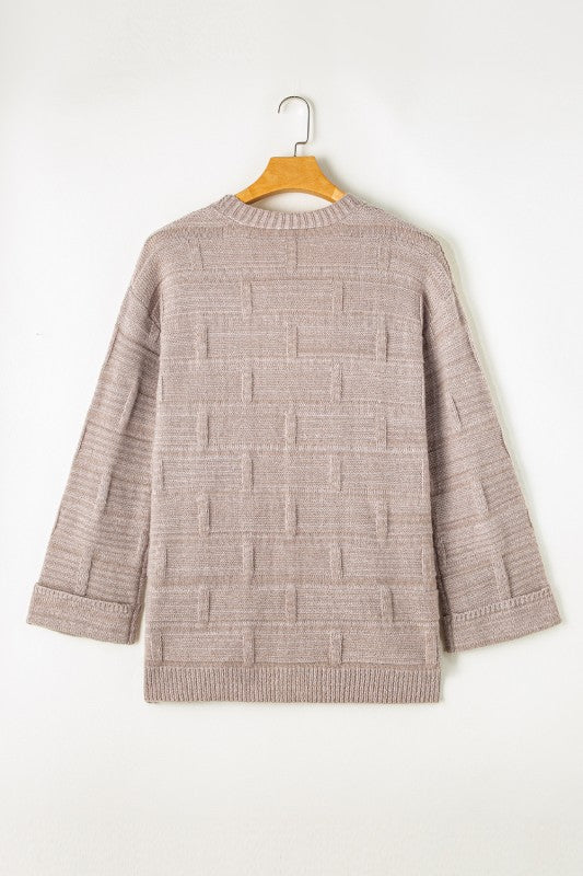Khaki Textured Pocket Cardigan