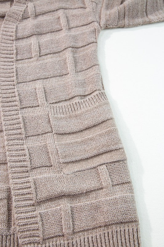 Khaki Textured Pocket Cardigan