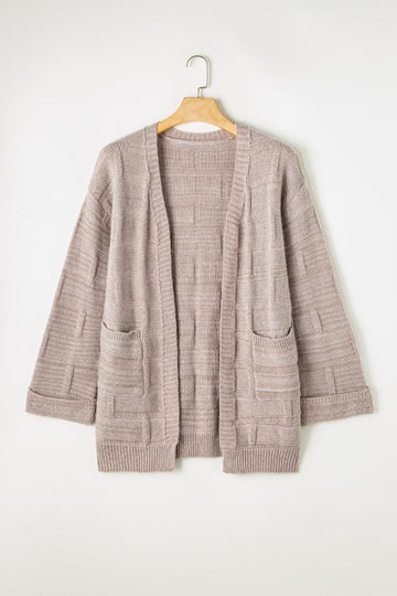 Khaki Textured Pocket Cardigan