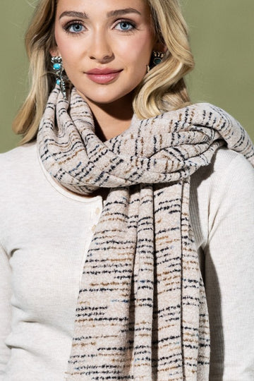Super Soft Fringe Neutral Tone Scarf