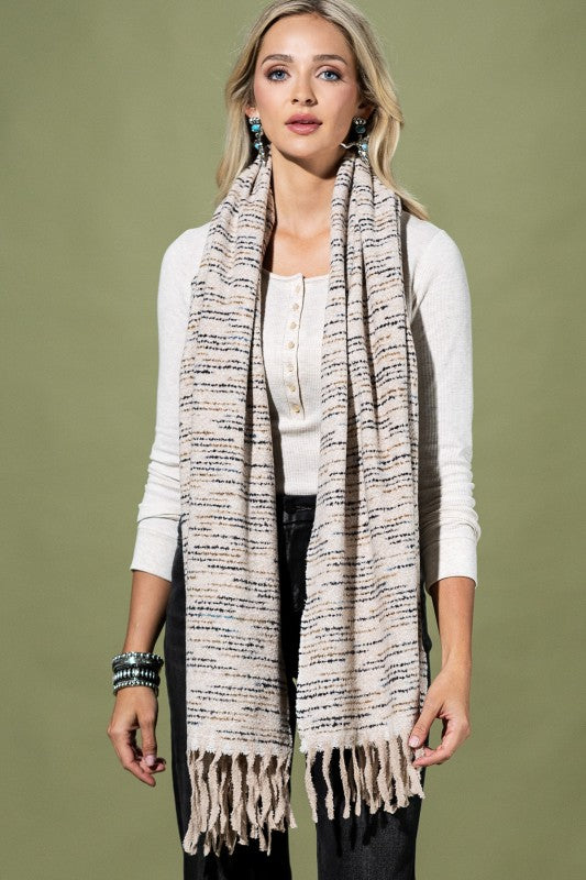 Super Soft Fringe Neutral Tone Scarf