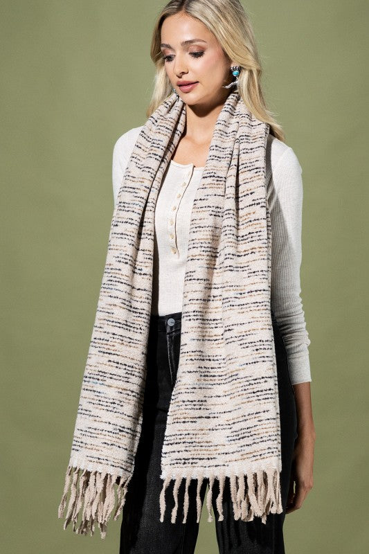 Super Soft Fringe Neutral Tone Scarf