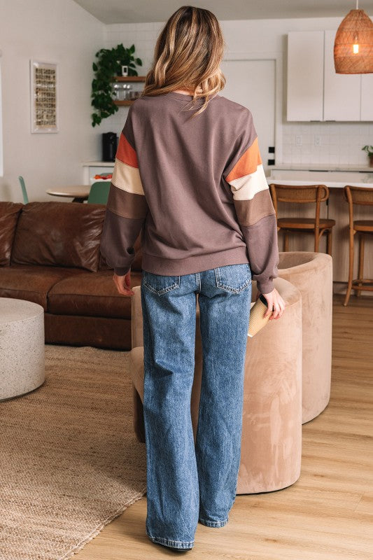 Mocha Arm Stripe Pullover