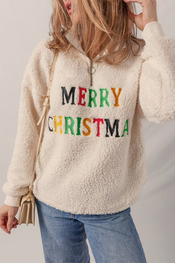 Merry Christmas Sherpa Pullover