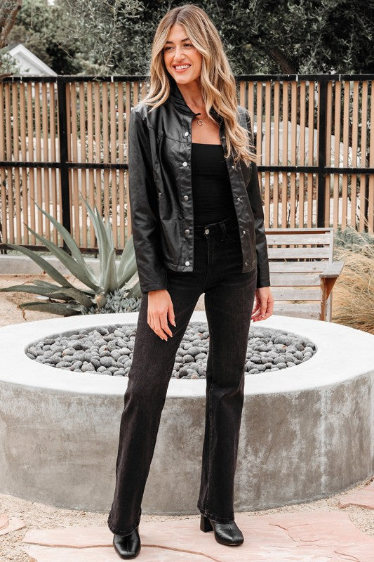 Faux Leather Boxy Jacket
