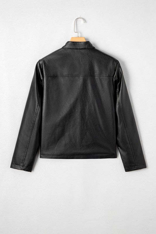 Faux Leather Boxy Jacket