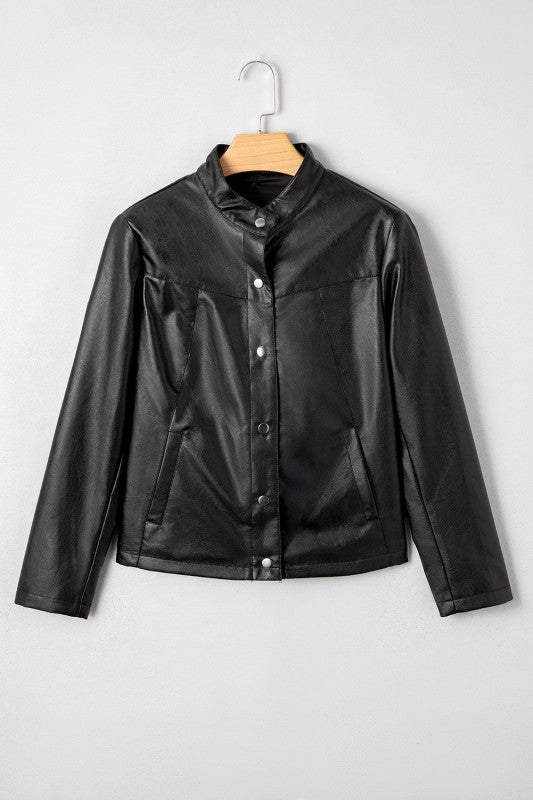 Faux Leather Boxy Jacket