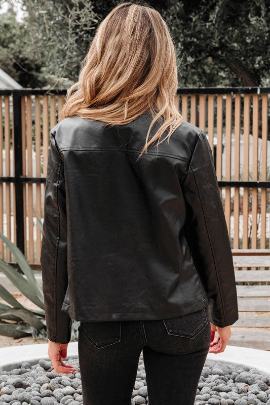 Faux Leather Boxy Jacket