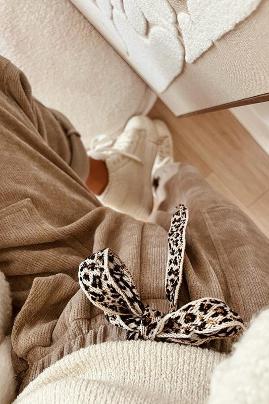 Leopard Tie Corduroy Pants