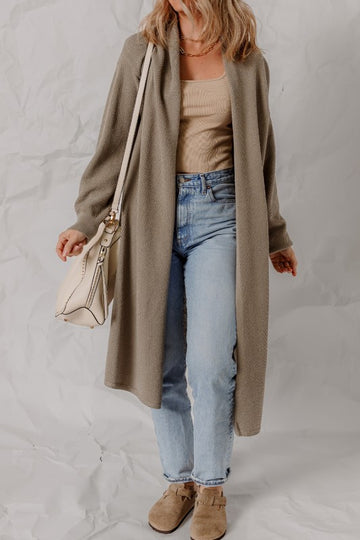 Olive Textured Oversized Long Cardigan