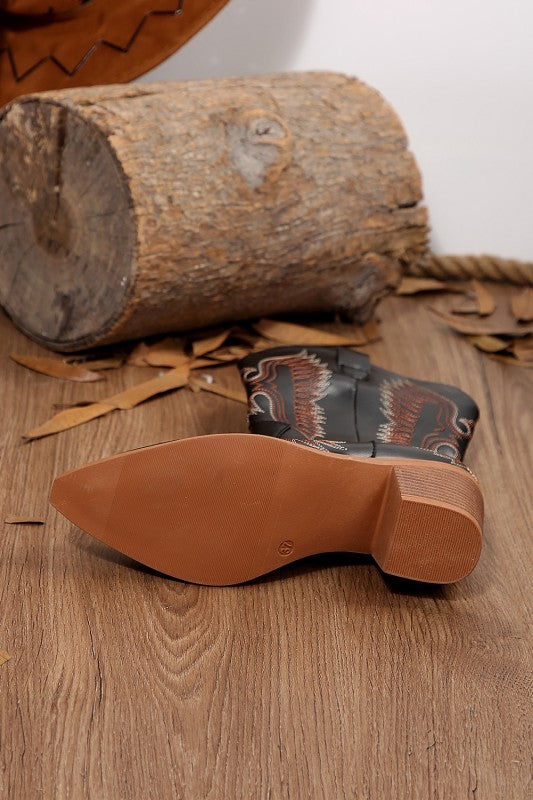 Eagle Embroidered Faux Leather Boot