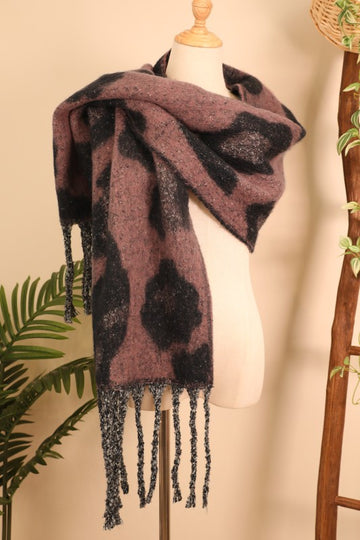 Fleece Leopard Tassel Scarf