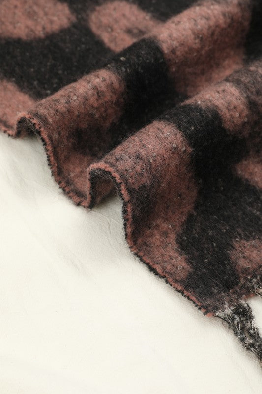 Fleece Leopard Tassel Scarf