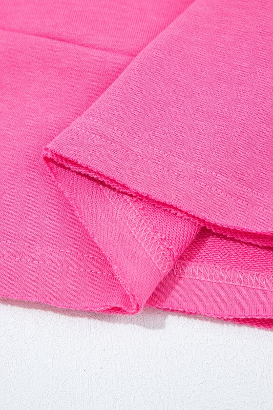 Pink Raw Edge Henley Set